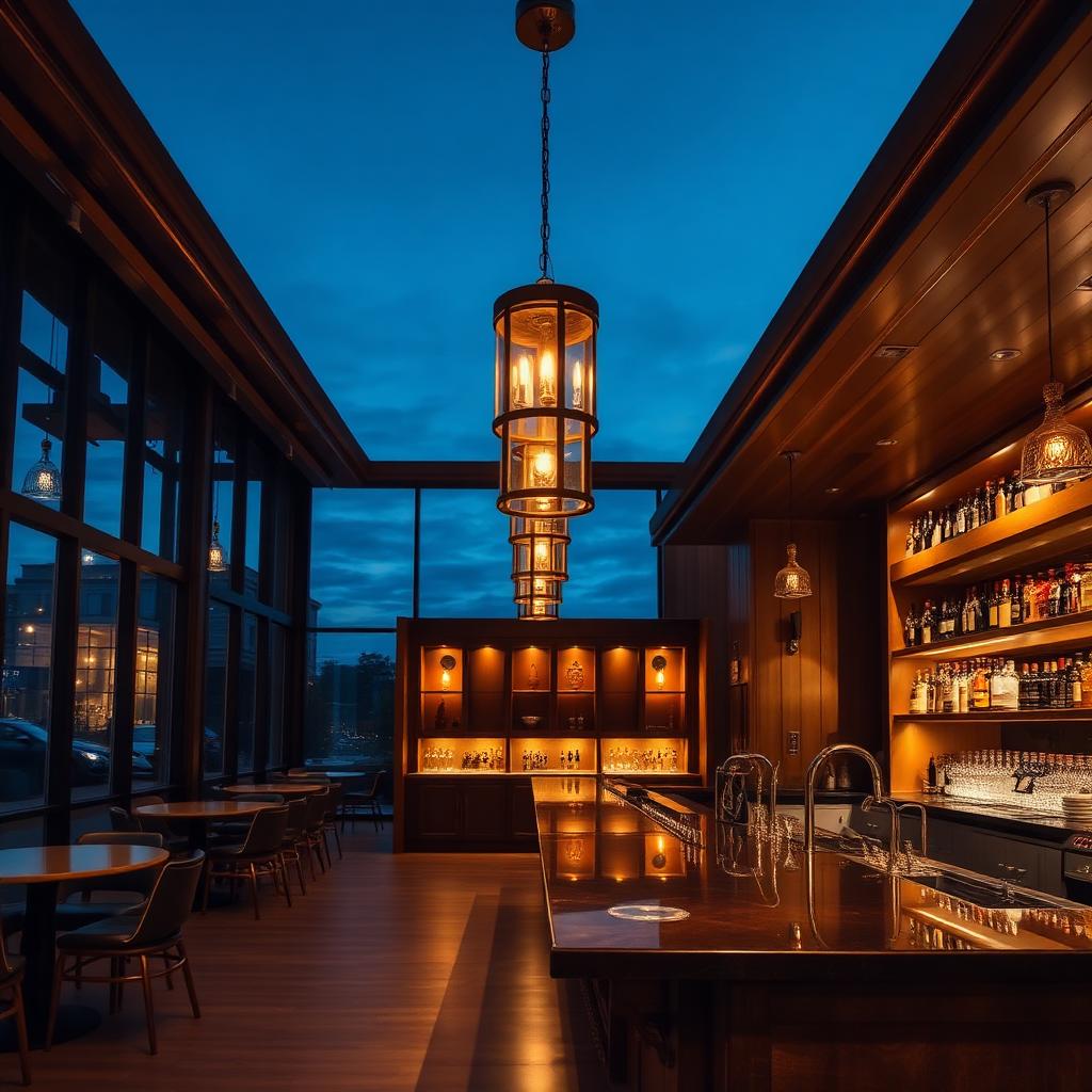 High-end hospitality fit-out interior with timber joinery and warm lighting